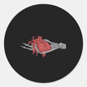 Heart Skeleton Hands  Classic Round Sticker