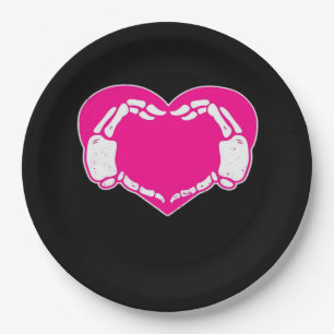 Heart Skeleton Hands Gothic Valentine Classic Paper Plate