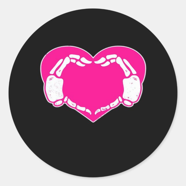 Heart Skeleton Hands Gothic Valentine  Classic Round Sticker (Front)