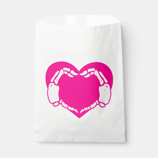 heart skeleton hands gothic valentine pink  favour bag (Front)