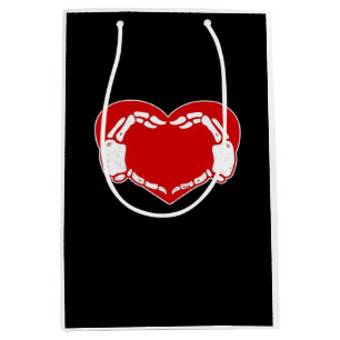 Heart Skeleton Hands Gothic Valentine Red Classic Medium Gift Bag