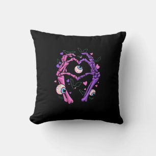 Heart Skeleton Hands - Halloween Pastel Goth Eyeba Throw Pillow