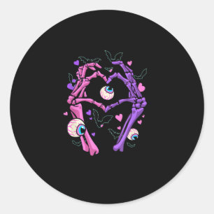 Heart Skeleton Hands Halloween Pastel Goth Eyeball Classic Round Sticker