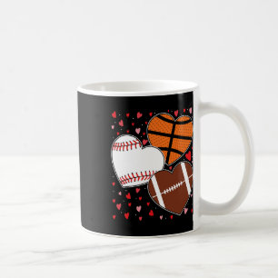 Heart Sketll Sell Footll Boys Men's Valentines Day Coffee Mug