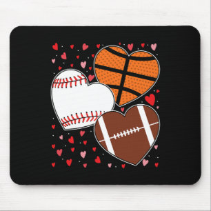 Heart Sketll Sell Footll Boys Men's Valentines Day Mouse Pad