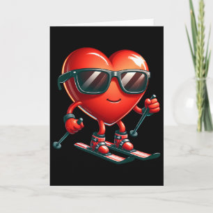 Heart Skiing Lovers Valentines Day Valentine Men W Card