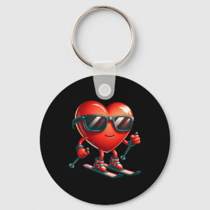 Heart Skiing Lovers Valentines Day Valentine Men W Keychain