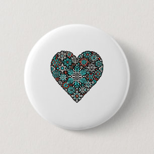 Heart Snowflakes Snowboarding Skiing Christmas Sno 2 Inch Round Button