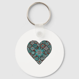 Heart Snowflakes Snowboarding Skiing Christmas Sno Keychain