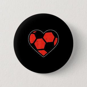 Heart Soccer Ball Football Valentines Day Sports L 2 Inch Round Button