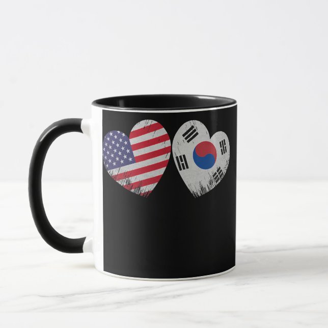 Heart South Korean American Flag Patriotic Family Mug (Left)