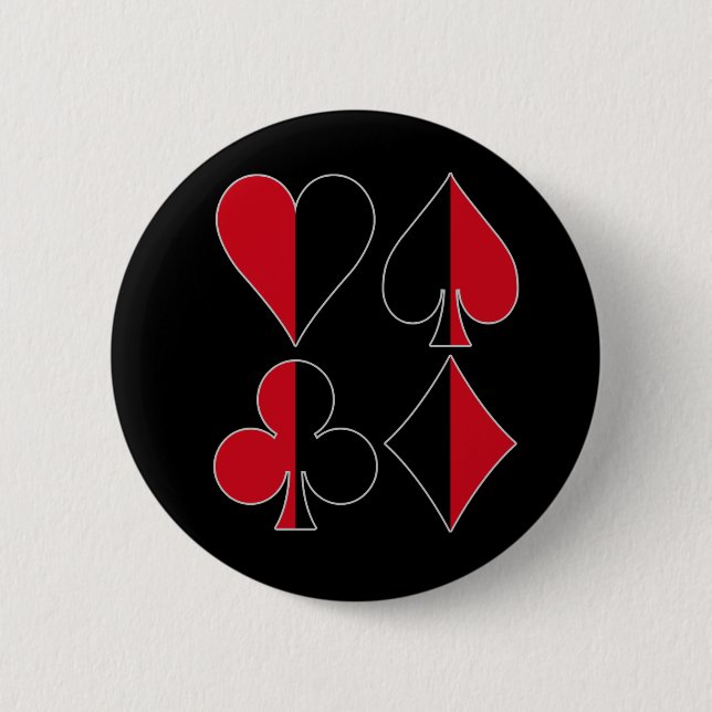 Heart Spade Diamond Club 2 Inch Round Button (Front)