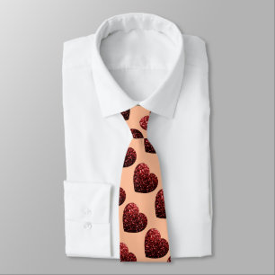Heart sparkles pattern red peach Valentines gift Tie