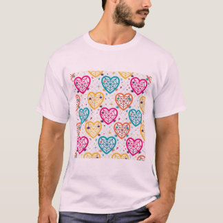 Heart Spiderweb Colourful Halloween Pattern T-Shirt