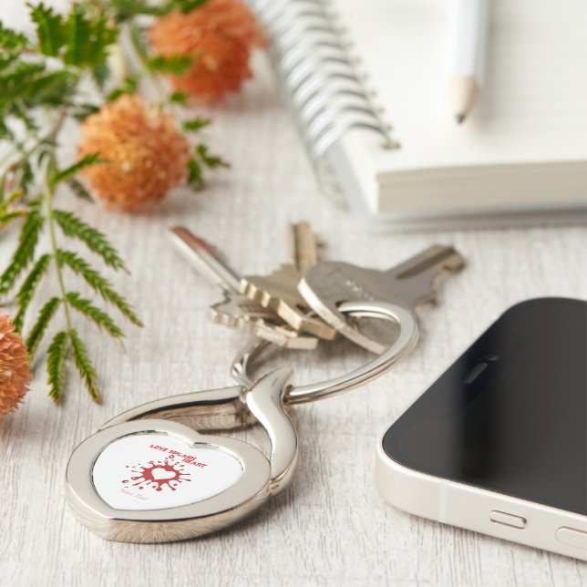 Heart Splash Art – Creative Love Expression Design Keychain (Side)