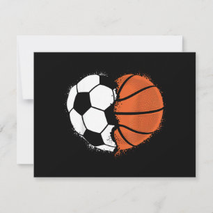 Heart Sports Soccer Basketball Ball Lover Valentin Holiday Card
