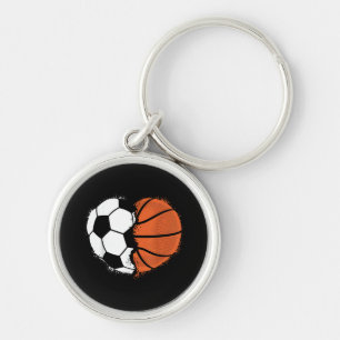 Heart Sports Soccer Basketball Ball Lover Valentin Keychain