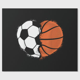 Heart Sports Soccer Basketball Ball Lover Valentin Wrapping Paper