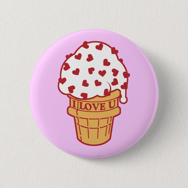 Heart Sprinkle Ice Cream Cone 2 Inch Round Button (Front)