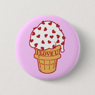 Heart Sprinkle Ice Cream Cone 2 Inch Round Button