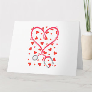 Heart Stethoscope Cute Love Nursing Valentines Day Card