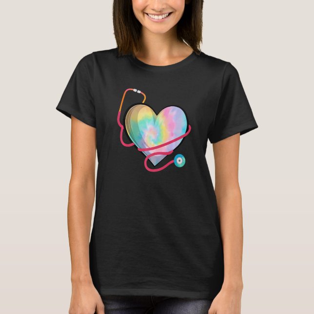 Heart Stethoscope Cute Love Nursing Valentines Day T-Shirt (Front)
