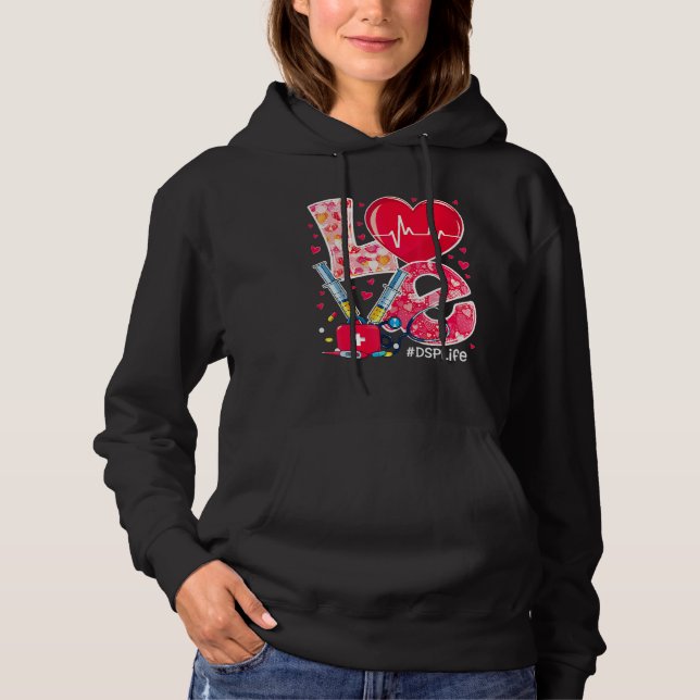 Heart Stethoscope Cute Love Nursing Valentines Dsp Hoodie (Front)