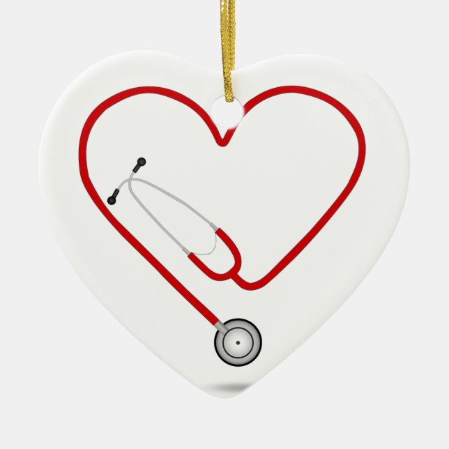 heart stethoscope.jpg ceramic ornament (Front)