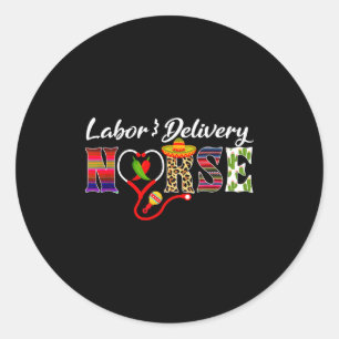 Heart stethoscope labor and delivery nurse cinco classic round sticker