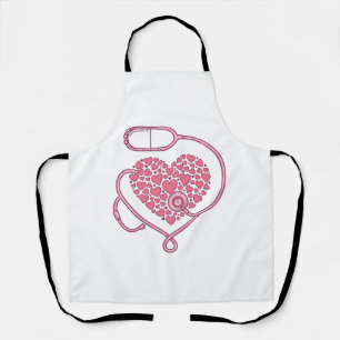 Heart Stethoscope Medical Love Vector Shirt Design Apron