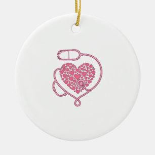 Heart Stethoscope Medical Love Vector Shirt Design Ceramic Ornament