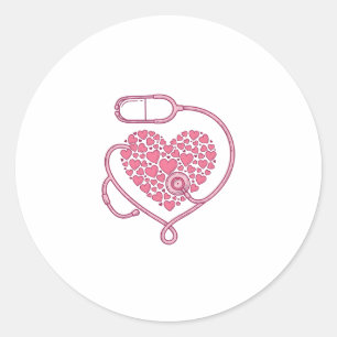 Heart Stethoscope Medical Love Vector Shirt Design Classic Round Sticker