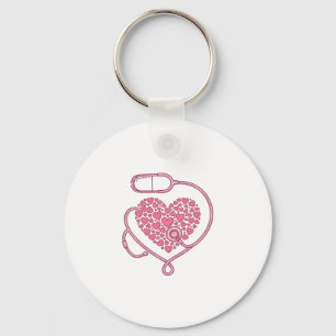 Heart Stethoscope Medical Love Vector Shirt Design Keychain
