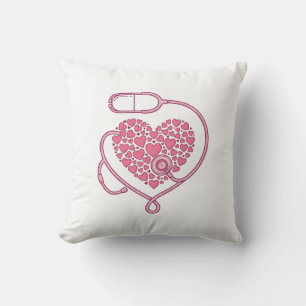 Heart Stethoscope Medical Love Vector Shirt Design Throw Pillow