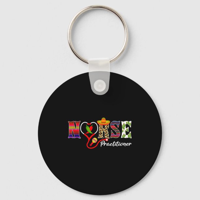Heart stethoscope nurse practitioner cinco de mayo keychain (Front)