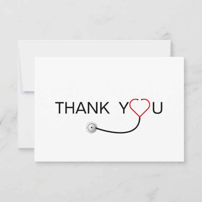 Heart Stethoscope Nurse Thank You Card (Front)