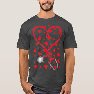 Heart Stethoscope Nurse Valentines Day Cute Love N T-Shirt