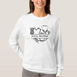 Heart Stethoscope PICU Nurse T-Shirt
