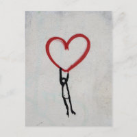 HEART & STICK MAN GRAFFITI WALL STREET ART