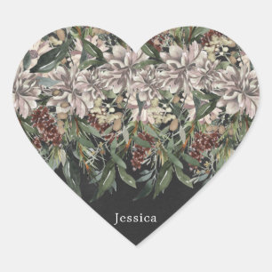 Heart Sticker Floral Christmas Chalkboard Holiday