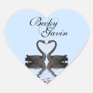 Heart Sticker Seal Romancing Swans