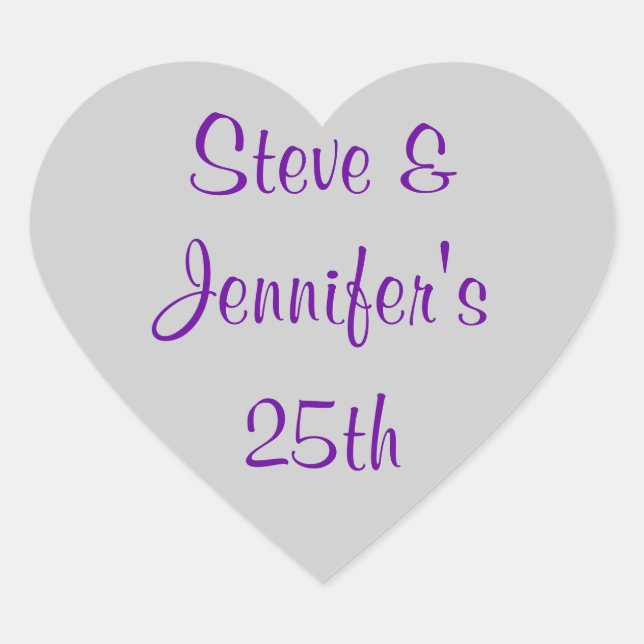 Heart Stickers 25th Wedding Silver Anniversary 25 (Front)
