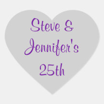 Heart Stickers 25th Wedding Silver Anniversary 25