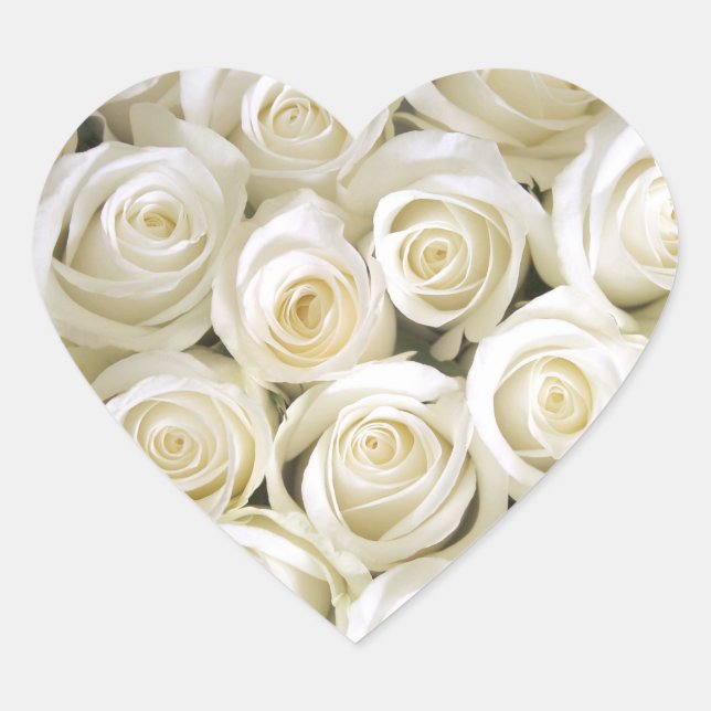 Heart Stickers-White Roses Heart Sticker (Front)