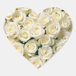 Heart Stickers-White Roses Sticker