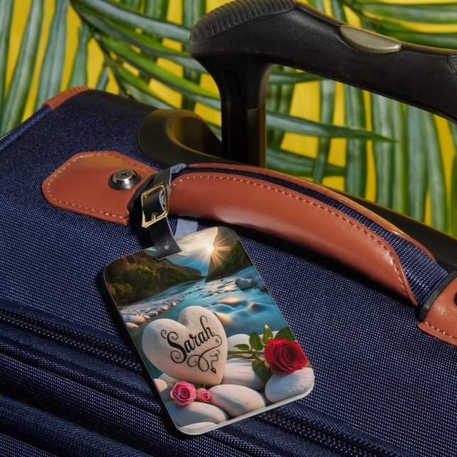 Heart stone by the River Luggage Tag (Front Insitu 1)