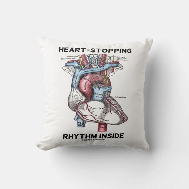 Heart-Stopping Rhythm Inside Anatomical Heart Throw Pillow (Front)