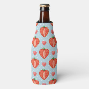 Heart Strawberries with Polka Dots And Hearts Bottle Cooler