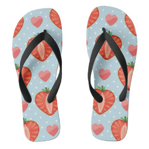 Heart Strawberries with Polka Dots And Hearts Flip Flops