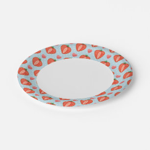 Heart Strawberries with Polka Dots And Hearts Paper Plate